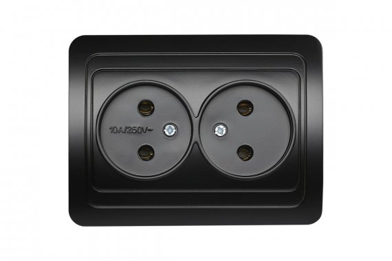 Фотография товара 'Smartbuy SBE-02b-10-S2-N-c Розетка двойная одноместная без заземления 10А'