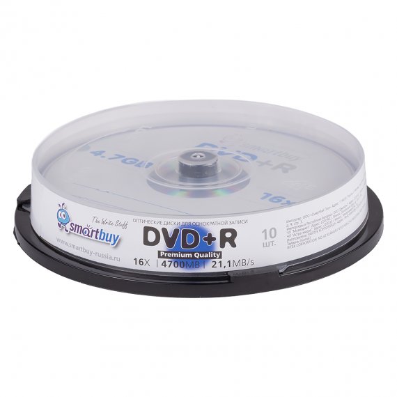 Фотография товара 'Smartbuy SBDVPR10 Диски для записи DVD+R, 4.7 Гб, 16x, 10шт'