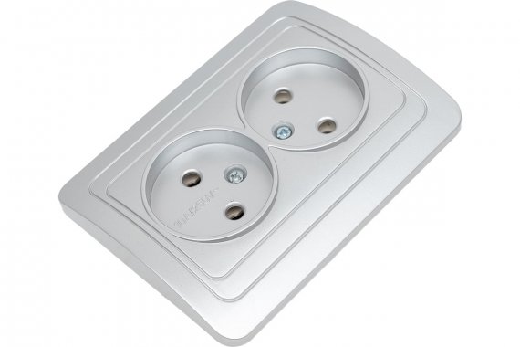 Фотография товара 'Smartbuy SBE-02s-10-S2-N-c Розетка двойная одноместная без заземления 10А'