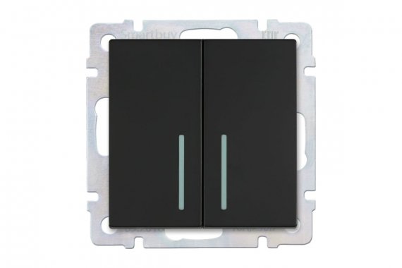 Фотография товара 'Smartbuy SBE-05b-10-SW22-1 Выключатель проходной 2-клавишный с индикатором 10А'