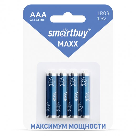 Фотография товара 'Smartbuy SBBM-3A04B Батарейка алкалиновая MAXX LR03/4B (48/480)'