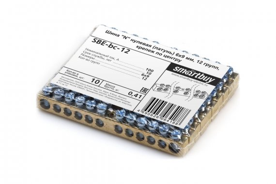 Фотография товара 'Smartbuy SBE-bc-12 Шина "N" нулевая (латунь) 6х9мм, 12 групп'