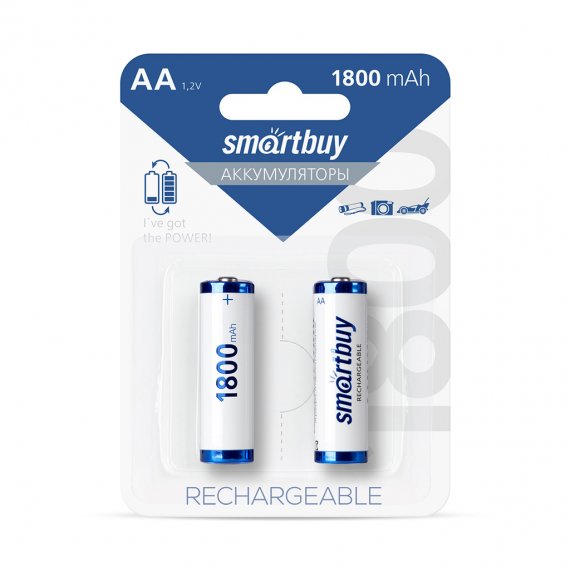 Фотография товара 'Smartbuy SBBR-2A02BL1800 Аккумулятор NiMh AA/2BL 1800 mAh (24/240)'
