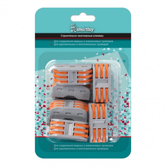 Фотография товара 'Smartbuy SBE-dincwcc-3-rp Строительно-монтажные клеммы проходные на DIN-рейку 3-3'