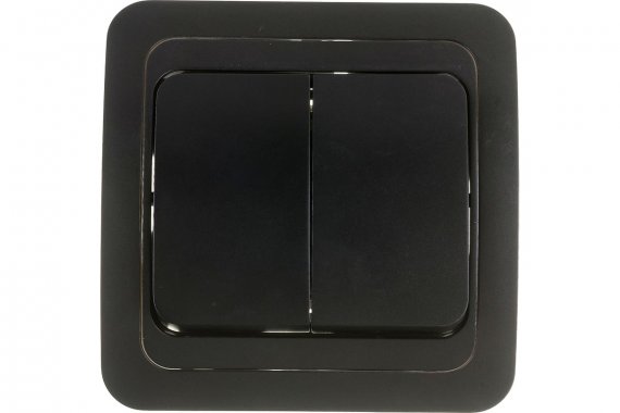 Фотография товара 'Smartbuy SBE-02b-10-SW2-0-c Выключатель 2-клавишный 10А черный Марс'