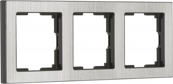 Фотография товара 'Smartbuy SBE-06gn-Metal-FR-3 Рамка 3-местная пластик серый никель'