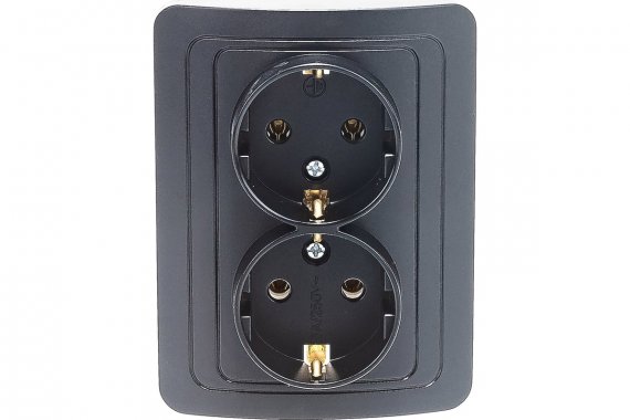 Фотография товара 'Smartbuy SBE-02b-16-S2-Z-c Розетка двойная одноместная с заземлением 16А'