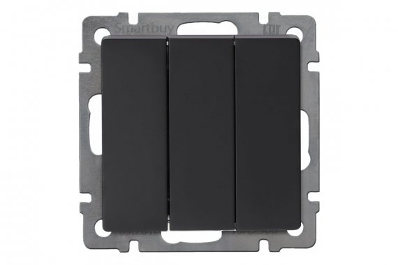 Фотография товара 'Smartbuy SBE-05b-10-SW3-0 Выключатель 3-клавишный 10А черный Нептун'