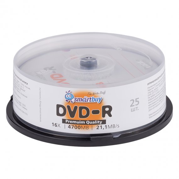Фотография товара 'Smartbuy SBDV-R25 Диски для записи DVD-R, 4.7 Гб, 16х, 25шт'