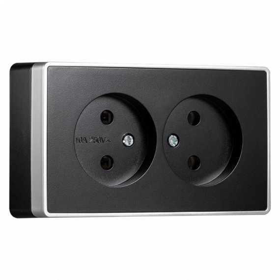 Фотография товара 'Smartbuy SBE-07b-16-S2-N Розетка 2-местная 10А без заземления черная'