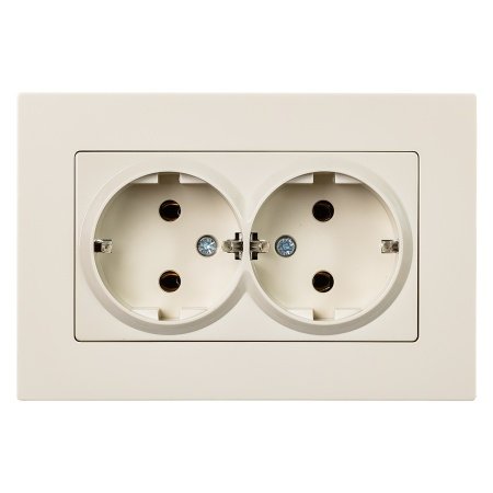 Фотография товара 'Smartbuy SBE-06i-16-S2-Z Розетка двойная с заземлением бежевая'
