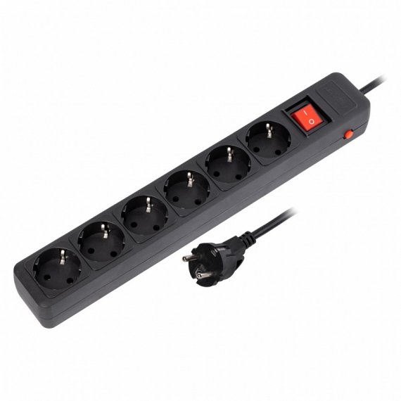 Фотография товара 'Smartbuy SBSP-6-50-K Сетевой фильтр 16А, 3500 Вт, 6 гнезд, без з/ш, с з/к'