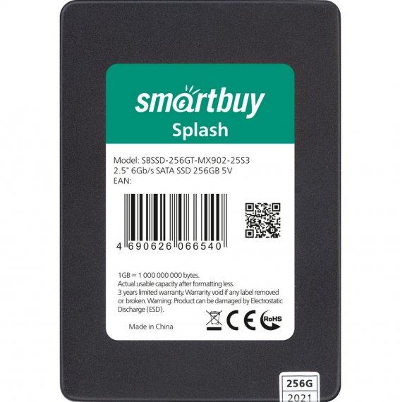 Фотография товара 'Smartbuy SBSSD-256GT-MX902-25S3 2,5" SSD Splash 256GB TLC SATA3'