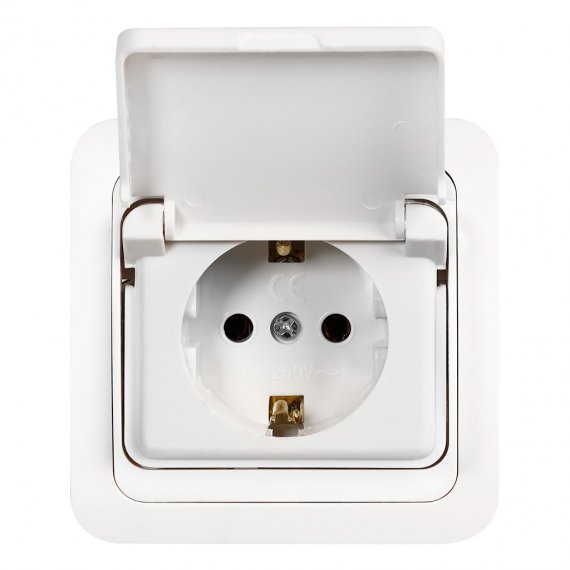 Фотография товара 'Smartbuy SBE-02w-16-S1-ZK-c Розетка 1-местная с заземлением и крышкой 16А'
