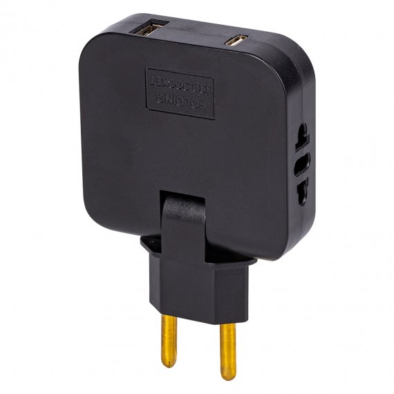 Фотография товара 'Smartbuy SBE-10-A08b-4 Разветвитель сетевой плоский 2 гнезда+USB+TypeC б/з 10А 250B'