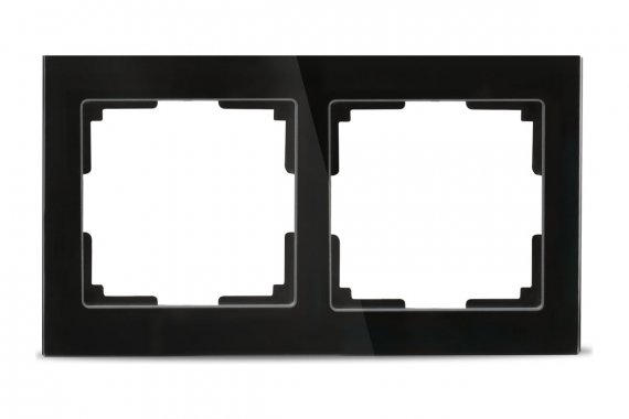 Фотография товара 'Smartbuy SBE-05b-Glass-FR-2 Рамка 2-местная стекло черная Нептун'