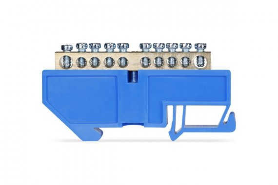 Фотография товара 'Smartbuy SBE-bc-10-dr Шина "N" нулевая (латунь) с изолятором на DIN-рейку 6x9мм'