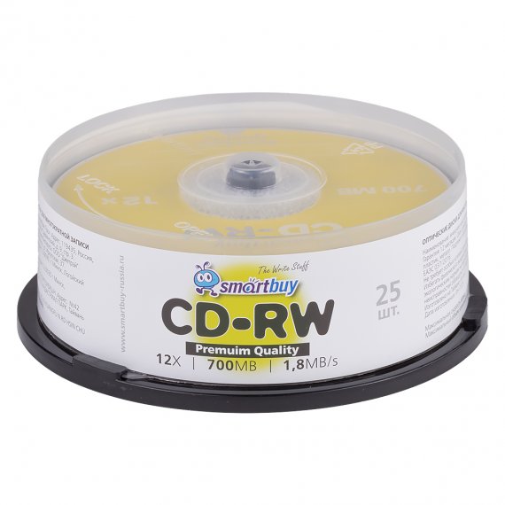 Фотография товара 'Smartbuy SBCD-RW25 Диски для многократной записи CD-RW, 700 Мб, 12х'