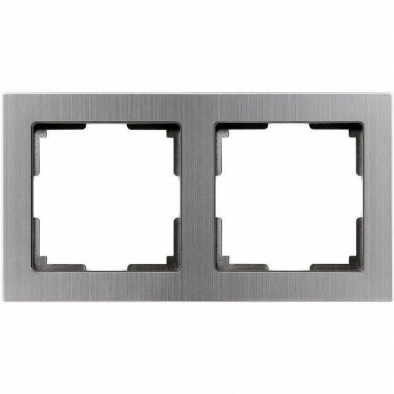 Фотография товара 'Smartbuy SBE-06gn-Metal-FR-2 Рамка 2-местная пластик серый никель'