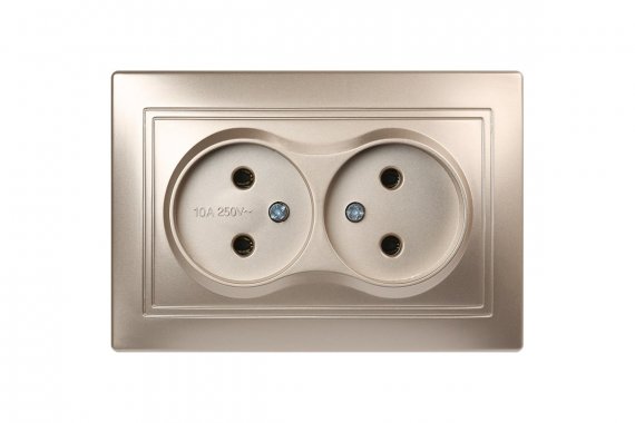 Фотография товара 'Smartbuy SBE-01c-10-S2-N-c Розетка двойная одноместная без заземления 10А шампань, Венера'