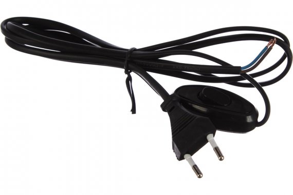 Фотография товара 'Smartbuy SBE-06-P05-b Шнур с плоской вилкой и проходным выключателем, 1,7 метра ШВВП 2х0,75'