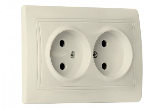 Фотография товара 'Smartbuy SBE-01i-10-S2-N-c Розетка двойная одноместная без заземления 10А бежевая Венера'