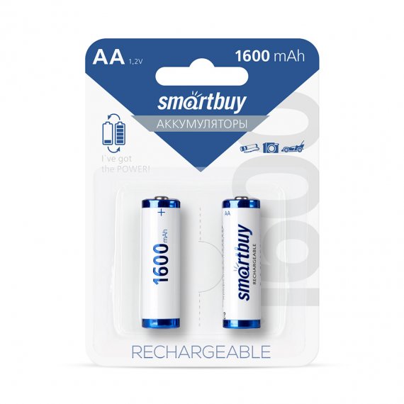 Фотография товара 'Smartbuy SBBR-2A02BL1600 Аккумулятор NiMh AA/2BL 1600 mAh'