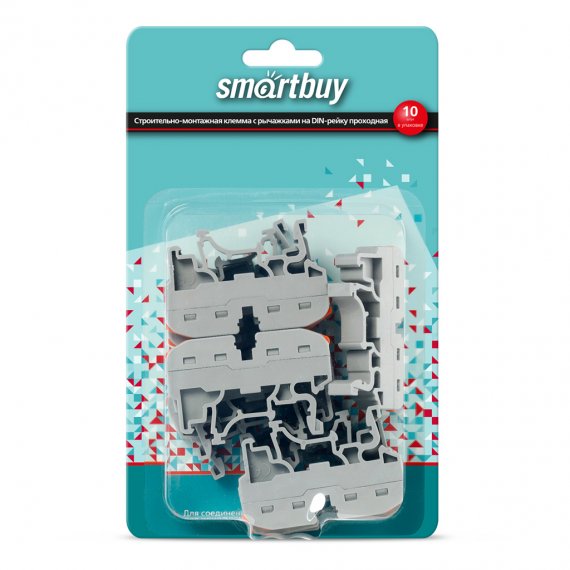 Фотография товара 'Smartbuy SBE-dincwcc-1-rp Строительно-монтажная клемма с рычажками на DIN-рейку'