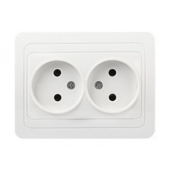 Фотография товара 'Smartbuy SBE-02w-10-S2-N-c Розетка двойная одноместная без заземления 10А белая'
