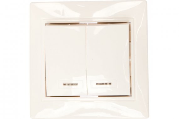 Фотография товара 'Smartbuy SBE-01w-10-SW2-1-c Выключатель 2-клавишный с индикатором 10А'