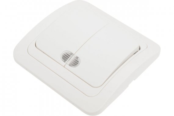 Фотография товара 'Smartbuy SBE-02w-10-SW2-1-c Выключатель 2-клавишный с индикатором 10А'