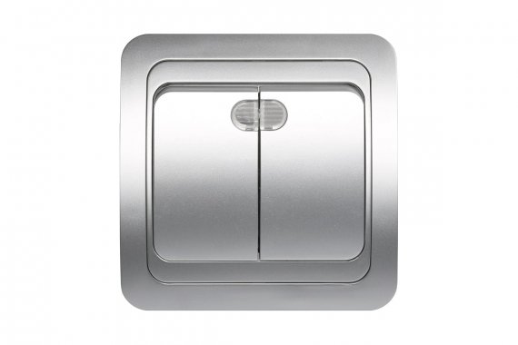 Фотография товара 'Smartbuy SBE-02s-10-SW2-1-c Выключатель 2-клавишный с индикатором 10А'