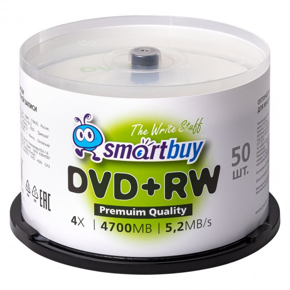Фотография товара 'Smartbuy SBDVPRW50 Диски для многократной записи DVD+RW, 4.7 Гб'