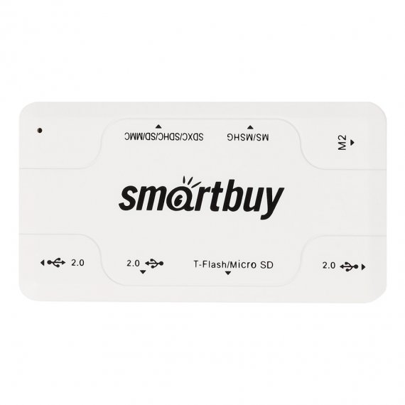 Фотография товара 'Smartbuy SBRH-750-W Картридер + Хаб 750, USB 2.0 3 порта+SD/microSD/MS/M2 Combo'