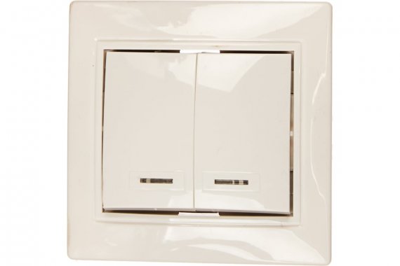 Фотография товара 'Smartbuy SBE-01w-10-SW2-1 Выключатель 2-клавишный с индикатором 10А'