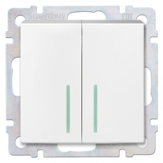 Фотография товара 'Smartbuy SBE-05w-10-SW22-1 Выключатель проходной 2-клавишный с индикатором 10А'