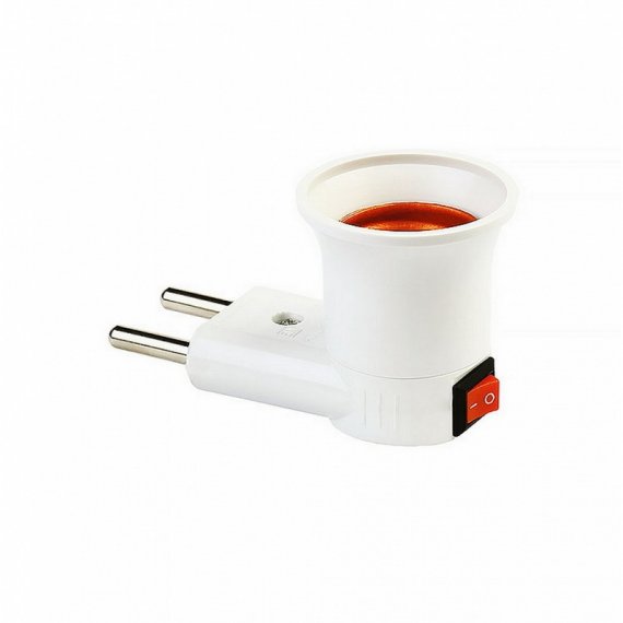 Фотография товара 'Smartbuy SBE-A-L-E27 Переходник вилка-Е27 с выключателем, белый'