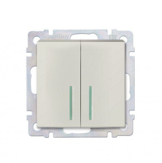Фотография товара 'Smartbuy SBE-05i-10-SW2-1 Выключатель 2-клавишный с индикатором 10А'