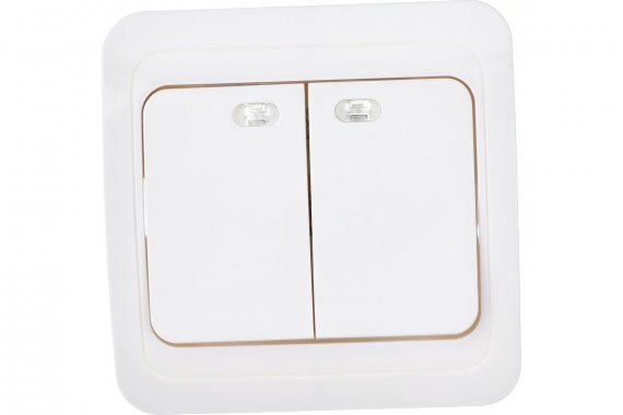Фотография товара 'Smartbuy SBE-02w-10-SW2-1 Выключатель 2-клавишный с индикатором 10А'