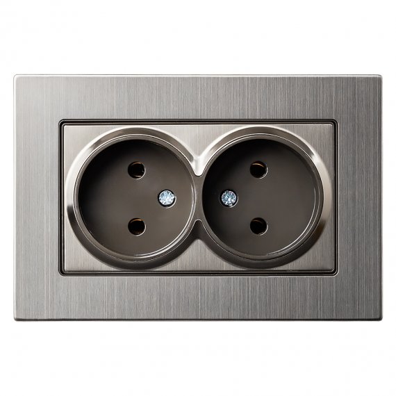 Фотография товара 'Smartbuy SBE-06gn-10-S2-N Розетка двойная без заземления серый никель'