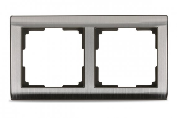 Фотография товара 'Smartbuy SBE-05gn-Metal-FR-2 Рамка 2-местная серый никель Нептун'