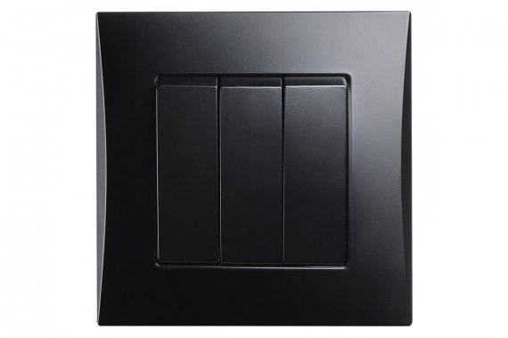 Фотография товара 'Smartbuy SBE-08b-10-SW3-0 Выключатель 3-клавишный 10А черный Вега'