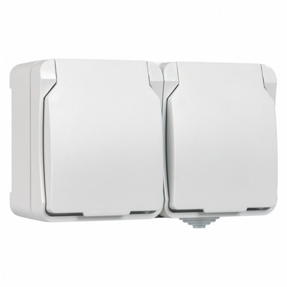 Фотография товара 'Smartbuy SBE-04g-16-S2-Z Розетка 2-местная с заземлением 16А с крышкой, IP54'