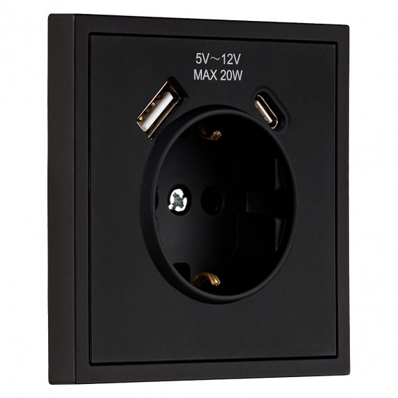 Фотография товара 'Smartbuy SBE-09b-16-S1-USB Розетка 1-местная с заземлением USB+Type 16А'