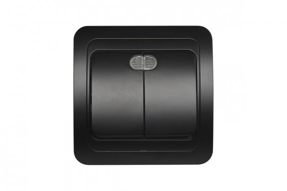 Фотография товара 'Smartbuy SBE-02b-10-SW2-1-c Выключатель 2-клавишный с индикатором 10А'