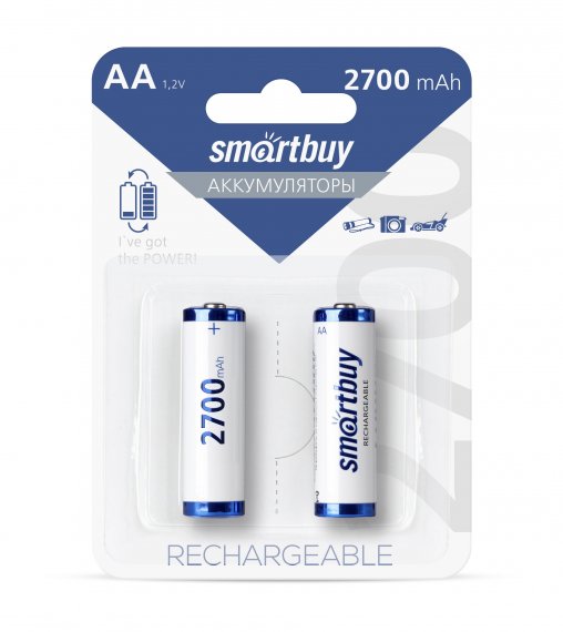 Фотография товара 'Smartbuy SBBR-2A02BL2700 Аккумулятор NiMh AA/2BL 2700 mAh'