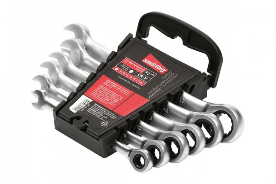 Фотография товара 'Smartbuy SBT-WS-6P1 Набор ключей комбинир.,6 предм.,с фикс. трещот. 72 зуба'