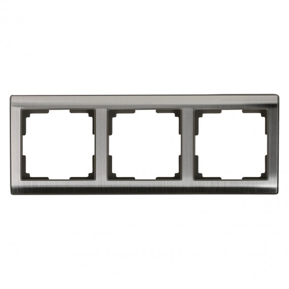 Фотография товара 'Smartbuy SBE-05gn-Metal-FR-3 Рамка 3-местная серый никель Нептун'