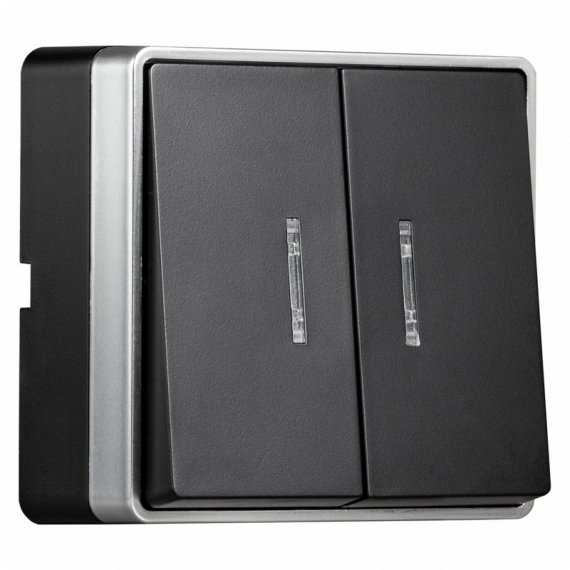 Фотография товара 'Smartbuy SBE-07b-10-SW2-1 Выключатель 2-клавишный с индикатором 10А'