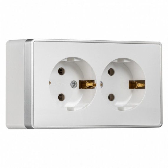Фотография товара 'Smartbuy SBE-07w-16-S2-Z Розетка 2-местная 16А с заземлением'
